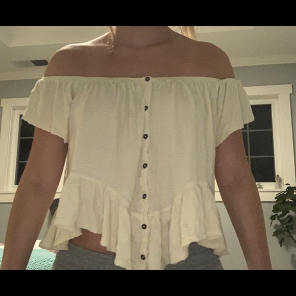 Free people off the shoulder yellow top - Picture 3 of 3